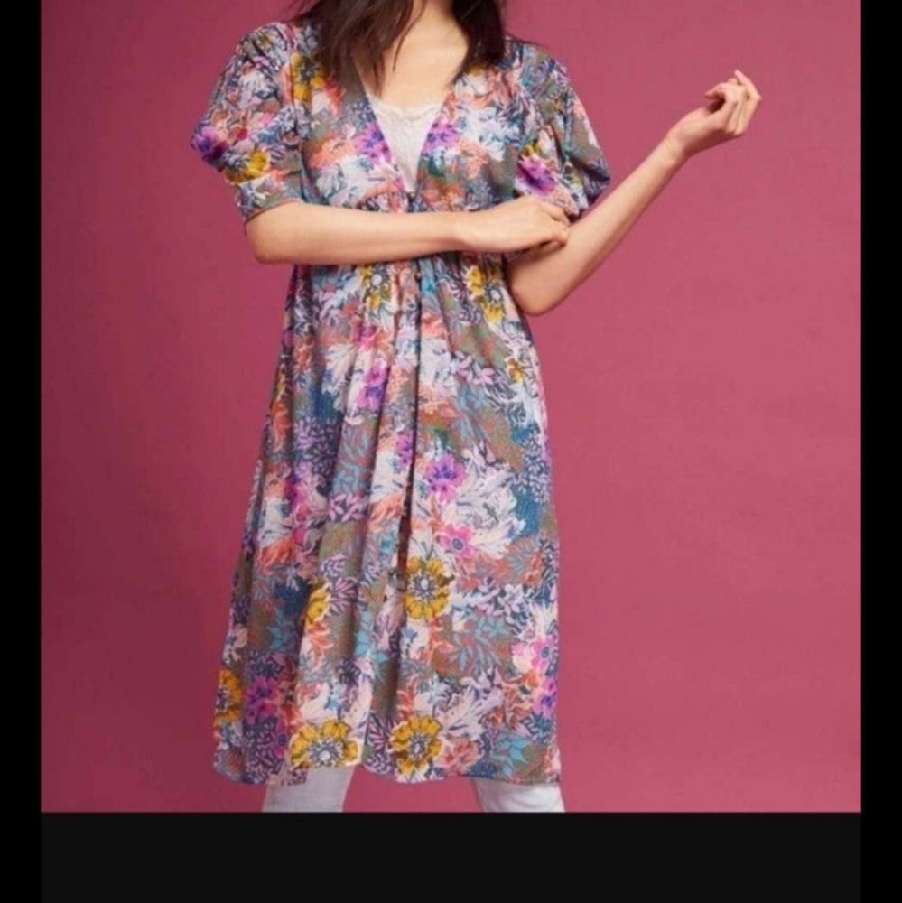 NEW Women's Anthropologie Valencia Dress Akemi + Kin Floral Midi Dress Size Larg - Picture 7 of 7